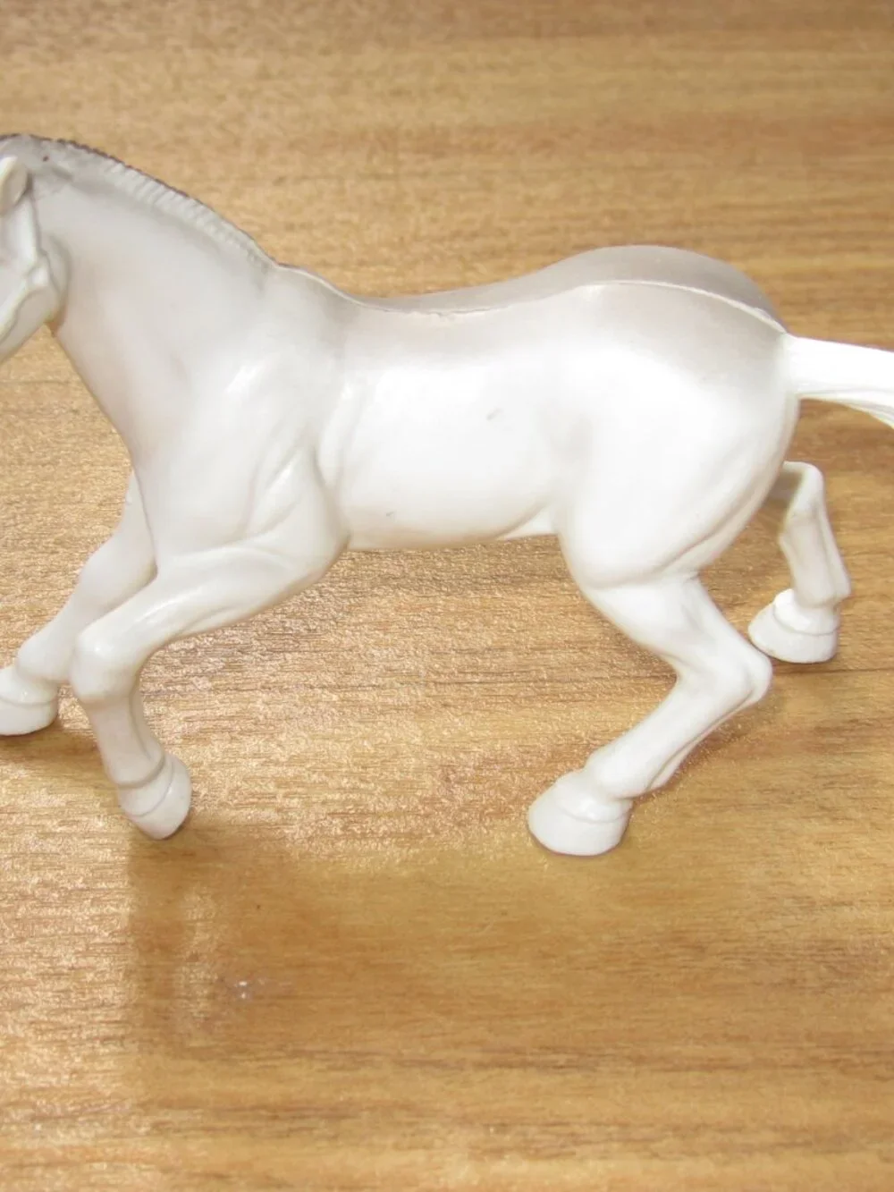 Horse White Gray Plastic Figurine Toy 3.5